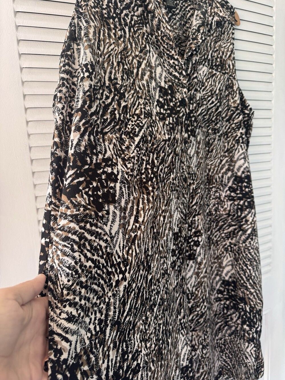 Millennium 3X Animal Print Shirt Dress Swim Cover Up Brown Black Button Front - Picture 6 of 8